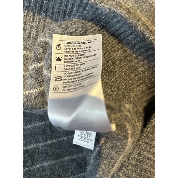 Vince Cashmere Sweater Pullover Gray Striped Mens Sz Large MRSP $425 - Picture 7 of 9